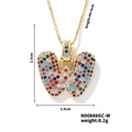 Collana a farfalla dorata con zirconi multicolore e catena a maglia veneziana - Oro Multicolore W