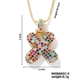 Collier pendentif lettre X avec zircons colorés et chaîne dorée pour style hip hop - Style X / Or