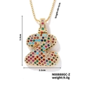 Collier hip-hop doré avec pendentif lettre Z bulle serti de zircons cubiques colorés - Style Z / Or