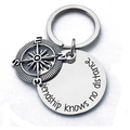 Kompass-Schlüsselanhänger mit Freundschaftsspruch auf einem runden Metallanhänger - Silber Stil (xk263 30mm)