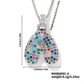 Collana hip-hop con ciondolo a lettera A e zirconi colorati con finitura argento - Argento Multicolore A