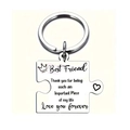 Porte-clés puzzle en acier inoxydable gravé Best Friend avec couronne et cœur - Meilleur Ami (xk250 best firend)