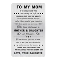 Tarjeta de billetera de acero inoxidable cepillado para el Día de la Madre con mensaje grabado - Estilo Hija (xk282-2)