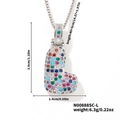 Collana hip hop con pendente lettera L argento e zirconi colorati con catena box - Argento Multicolore L