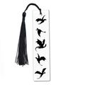 Acryl Lesezeichen mit schwarzen Drachenmotiven und passender langer schwarzer Quaste - 13*2.6cm / Wyvern Silhouetten-Stil (xk253-3)