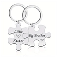 Ανοξείδωτα μπρελόκ παζλ με χάραξη Little Sister Big Brother και καρδιά - Μικρή Αδελφή Και Μεγάλος Αδελφός