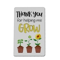 Engraved stainless steel wallet card with sunflowers and Thank You teacher message - Sunflower Growth Motif (xk287-2)