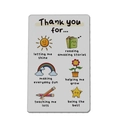 Polished stainless steel teacher gift card with colorful illustrations and gratitude quotes - Multi-Element Graphics (xk287-1)