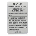 Card per portafoglio in acciaio inossidabile spazzolato con dedica incisa per la laurea - Stile Madre a Figlio (xk280-1)