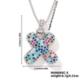 Collana hip hop con catena argento e ciondolo a lettera X con zirconi colorati - Argento Multicolore X