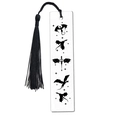 Acryl-Drachen-Lesezeichen mit schwarzer Quaste und Drachen-Silhouetten auf weißem Grund - 13*2.6cm / Fünf Drachen Silhouetten-Stil (xk253-2)