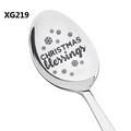Polished stainless steel spoon with Christmas blessings text and snowflake engraving - Christmas Blessings Style (XG219)