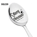 Polished stainless steel Christmas spoon engraved with Merry Christmas and festive motif - Christmas Holly Style (XG220)