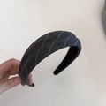Detail showing high-quality dark grey herringbone fabric texture on wide striped headband - 1# Dark Gray Headband