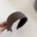 Vue détaillée du serre-tête large en feutre de laine moka avec doublure antidérapante - 3# Bandeau Café Gris