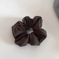 Detailed texture of dark brown wool fabric scrunchie with rich elastic folds - 6# Gray Coffee Scrunchie