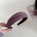 Dettaglio del cerchietto in maglia viola con fodera interna nera antiscivolo - 1# Viola