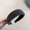 Diadema retro de lana gris gruesa con relleno de esponja y forro antideslizante - Gris