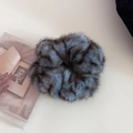 Plüsch-Haargummi mit Zebramuster in Blau und Braun aus Kunstpelz für Dutt - 1# Blau