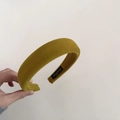 Close-up of velvet wide headband showing rich fabric texture and high-quality craftsmanship - Yellow
