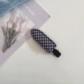 Close-up of blue and white checkered fabric duckbill hair clip with matte black metal tail - 1# Dark Blue Plaid