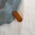 Amber acetate hair clip with France Handmade engraving on denim and white fabric - Caramel color
