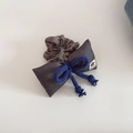 Chic padded bow hair scrunchie with polka dots and knitted cord in Korean style - 1# Gray