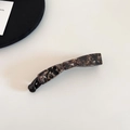 Detail view of acetate tortoise shell banana clip hair accessory for ponytails - Dark Coffee Rice Marble