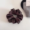 Brown striped satin scrunchie with patchwork bud design and elegant fabric texture - Satin Patchwork Scrunchie (1#Man Yao Quan)