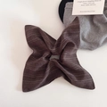 Brown striped satin bow hair tie with retro elegant butterfly design for women's hairstyles - Striped Bow Scrunchie (2#Fang Jin Quan)