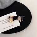Detail of acetate cat hair clip with marble texture and gold France Handmade logo - 4# Apricot Brown Pattern