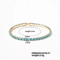 Detailed view of a 17cm gold-plated tennis bracelet with 4mm sky blue cubic zirconia - Sky Blue (KSB00001KCHL17)