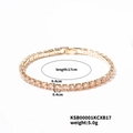 Detail view of 17cm gold tennis bracelet featuring 0.4cm square pink zircon stones - Pink (KSB00001KCXB17)