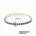 Detail view of 17cm gold tennis bracelet with 0.4cm round blue gemstones and jewelry clasp - Deep Blue (KSB00001KCBL17)