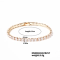 Detail view of 17cm gold hip hop tennis bracelet with 0.4cm square cut cubic zirconia stones - Clear (KSB00001KCBZ17)