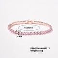 Dettaglio bracciale tennis in oro rosa 17cm con zirconi rosa quadrati da 0,4cm - Stile Quadrato Rosa 17cm (KSB00001MGJFZ17)
