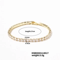 Detail showing 17cm gold tennis bracelet with square-cut zirconia and fold-over clasp - 14K Gold (KSB0000114K17)