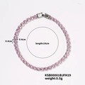Detail view of pink zircon tennis bracelet with 0.4cm stones and silver-plated finish - 19cm / Platinum Plated Pink Zirconia