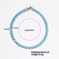 Detail view of 19cm geometric zircon tennis bracelet showing 0.4cm stone size and weight - 19cm / Platinum Plated Aqua Blue
