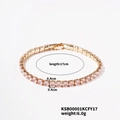 Detailed view of 17cm pink zircon tennis bracelet with dimensions and 6.0g weight - Gold Base Pink Rhinestone Style (KSB00001KCFY17)