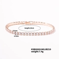 Bracelet tennis minimaliste en or rose de 19 cm avec pierres en zircone transparentes - 19cm (4.0mm Zircone) / Or rose