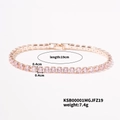 Minimalist rose gold tennis bracelet with square-cut pink zircons and secure four-prong setting - 19cm / Rose Gold Pink Rhinestone