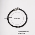 Classic tennis bracelet with black cubic zirconia and silver finish, size 17cm by 0.4cm - 17cm / Platinum Plated Black Zirconia