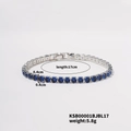 Detail of 17cm tennis bracelet featuring 4mm round blue zircons and silver finish - 17cm / White Gold With Blue Zircon