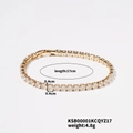 Elegant 17cm gold tennis bracelet with 0.4cm moonstone-style round zircons and safety clasp - Gold Base Milky White Rhinestone Style (KSB00001KCQYZ17)