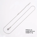 Detail of adjustable stainless steel snake chain necklace with lobster clasp and extension - Thin Silver Snake Necklace (P00013-10)