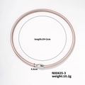 Detail view of pink silicone choker with silver magnetic clasp and dimensions labeling - Rose Gold (N00425-3)