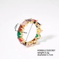 Detail met afmetingen van de vergulde ring met hartvormige kleurrijke steentjes - Gouden Basis Regenboog Hartstijl (KSR00117GDCR07)