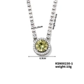 Dettaglio della collana d'argento con pietra gialla, mostra lunghezza 38+5cm e misure - giallo limone