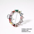 Regenboog hart zirkoon ring in zilveren afwerking met kleurrijke hartvormige edelstenen - Zilveren Basis Regenboog Hartstijl (KSR00117WGCR07)